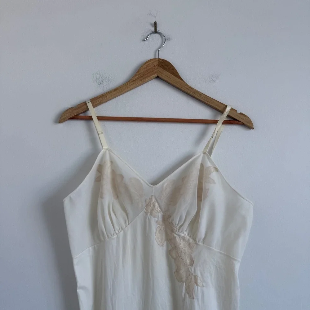 Vintage Vanity Fair Lace Plunge Slip Dress